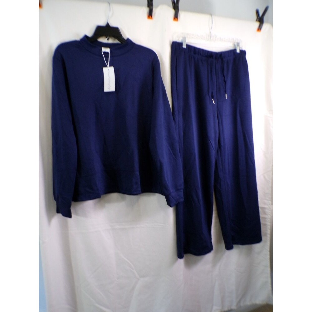 XIEERDUO Women's Navy Pullover Sweatshirt XL 50%Poly 46%Rayon 4%Spandex